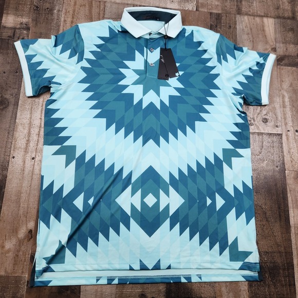 Polo Golf Other - Greyson Geopattern Print Golf Polo Shirt Mens size XL Burst Performance Stretch